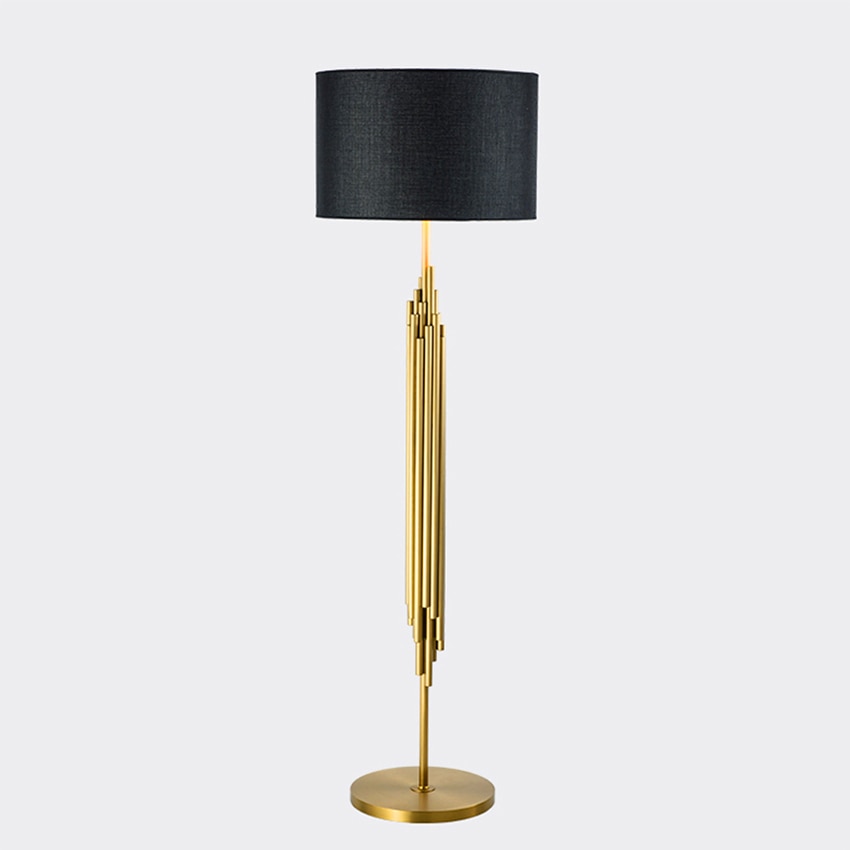 Modern Led Floor Lamp American Floor Lights Loft Brushed Titanium Gold Standing Lamps Office Standing Lamp