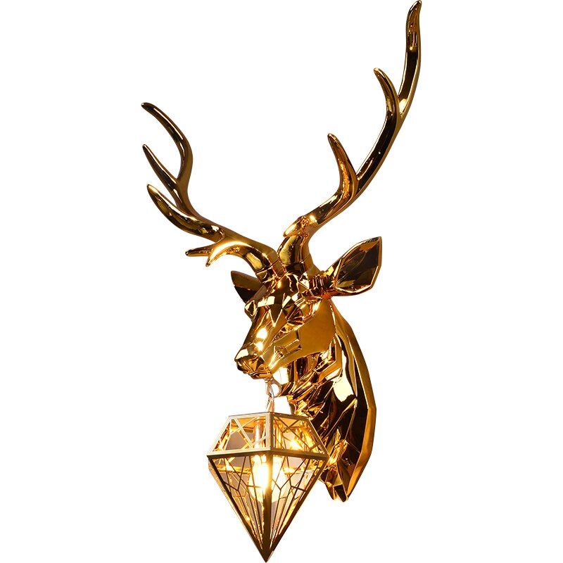 Nordic Antler Glass Wall Lamp Modern Wall Lamps American Retro Deer Wall Light Bedside Lamp Wall Sconce Lamp