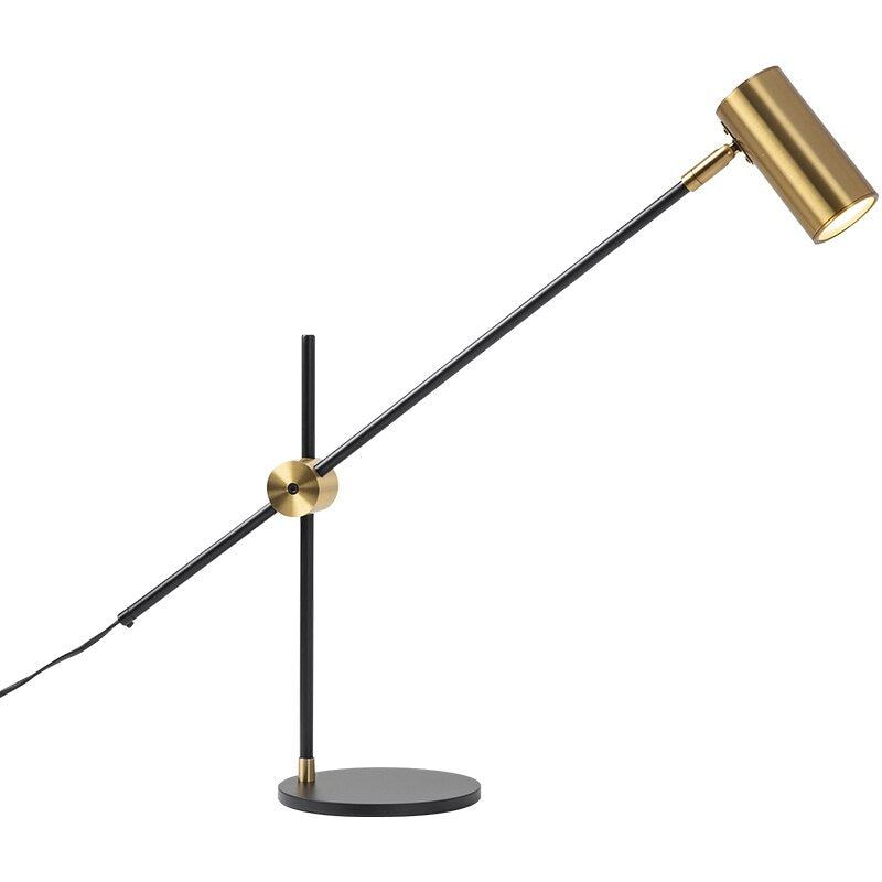 Plated Brass Table Lamp Modern Metal Swing Arm Desk Lamp