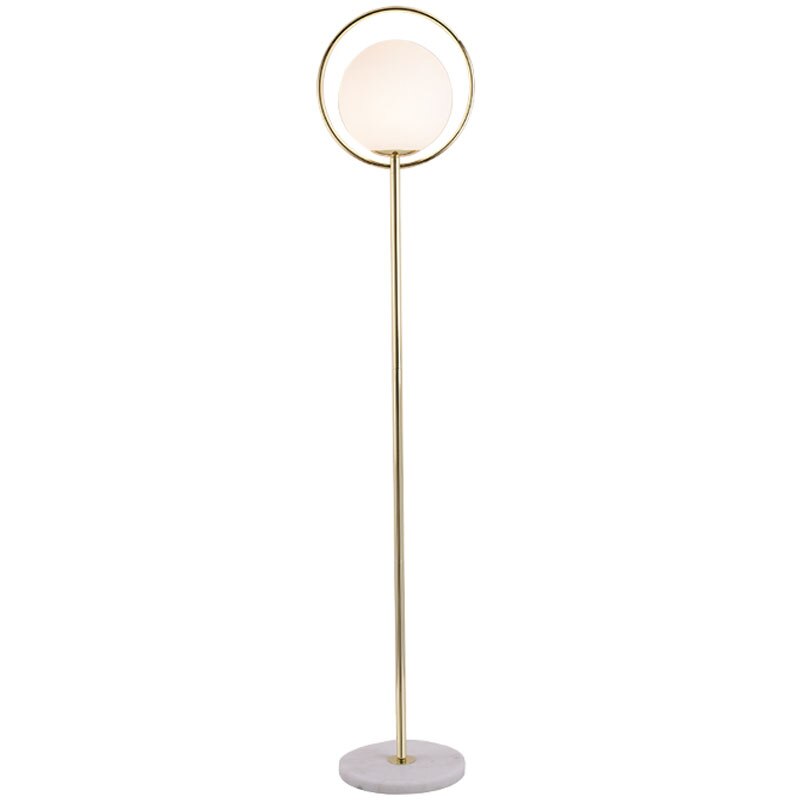 Floor Lamp Frosted Glass Balll Black Gold Metal Marble Base