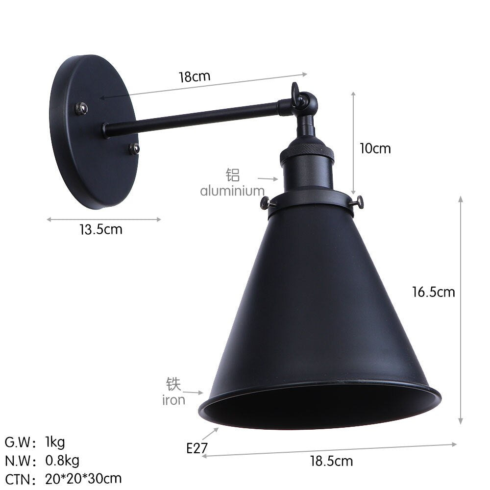 Industry Led Metal Black Silver Wall Lamps Bedside Lamp